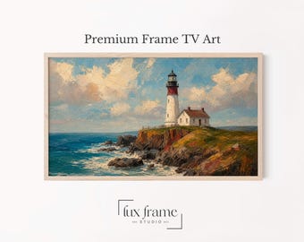 Vintage Lighthouse Keeper's Cottage Samsung Frame TV Art Coastal (Digital Download) 1735