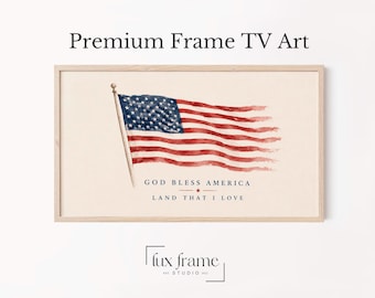 Cornice TV vintage con bandiera americana ad acquerello, tema patriottico (download digitale) 1064