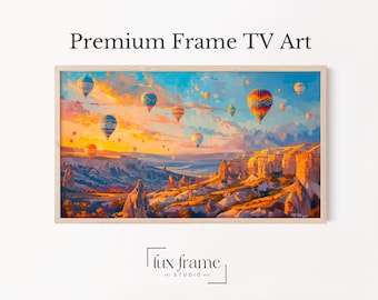 Cappadocia Fairy Chimneys TV Art, Scenic Hot Air Balloon Landscape Samsung Frame TV Art, Vibrant Sunrise Wall Decor, Digital Download 849