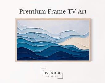 Onde oceaniche blu intenso, grafica astratta con texture a tema costiero per Samsung Frame TV (download digitale) 1074