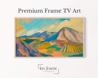 Paesaggio montano vibrante, pennellate audaci, grafica per Samsung Frame TV (download digitale) 1083