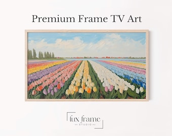 Tulip Fields Springtime Art for Samsung Frame TV, Cottagecore Decor (Digital Download) 884