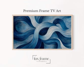 Moody Navy Wave Abstract Frame TV Art Coastal Modern (Digital Download) 1722