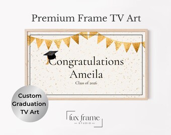 Personalized Graduation Frame TV Art, Custom Grad Name Sign, College & High School Graduation TV Decor, Digital Download
