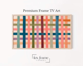 Colorful Woven Plaid Abstract Samsung Frame TV Art Modern Retro (Digital Download) 1756