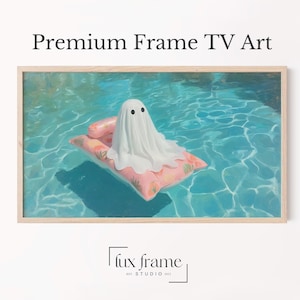 Cute Ghost Pool Float Halloween Frame TV Art (Digital Download) 1246