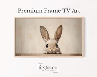 Easter Bunny Rabbit Portrait Samsung Frame TV Art, Farmhouse Cottageco Print, Nursery Decor, Gentle Pastel Spring Digital Art Download 843