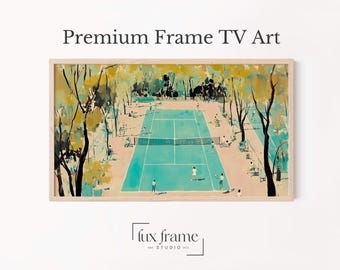 Tennis Court Scene Samsung Frame TV Art, Retro Sporty Wall Art (Digital Download) 896