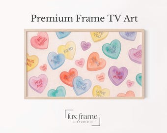 Pastel Valentine Heart TV Art, Samsung Frame Art, Playful Watercolor Love Notes, Romantic Wall Decor, Soft Pastel Art, Instant Download 846