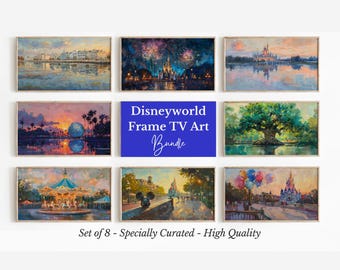 Disneyworld Frame TV Art Bundle Set | Castle, Fireworks, and Park Icons for Samsung TV | Magical Travel Decor Digital Download 75