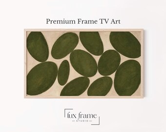 Olive Green Pebble Shapes Samsung Frame TV Art Modern Neutral (Digital Download) 1730