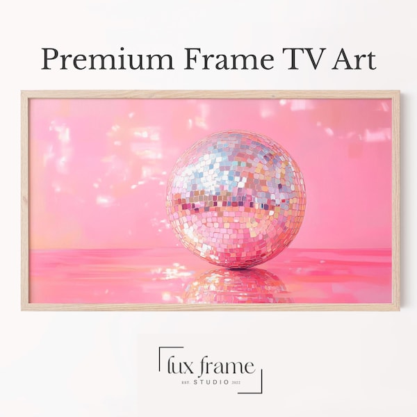 Marco de TV retro glamuroso, escena de bola de discoteca pastel, arte de TV chic, decoración de pared moderna y elegante, descarga de arte festivo glamuroso, Samsung Frame TV 541