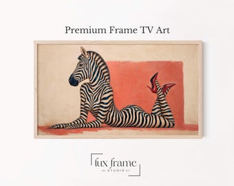 Quirky Zebra Red Heels Samsung Frame TV Art Modern Eclectic (Digital Download) 1731