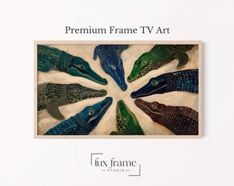 Bold Alligator Heads Circle Samsung Frame TV Art Modern Eclectic (Digital Download) 1751