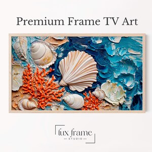Kustkonst med snäckor och koraller: Samsung Frame TV Art (digital nedladdning) 936