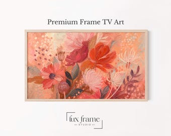 Coral Floral Bouquet Samsung Frame TV Art Cottagecore Romantic (Digital Download) 1742