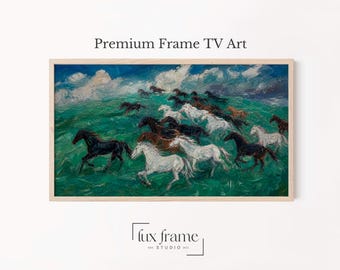 Wild Horses Running Frame TV Art Rustic Farmhouse Equestrian (Digital Download) 1732