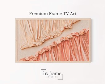 Soft Coral Fabric Folds Samsung Frame TV Art Modern Romantic (Digital Download) 1748
