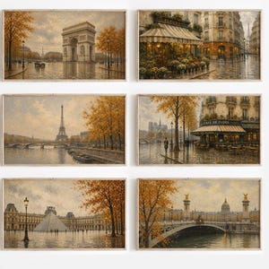 Autumn Paris Frame TV Art Set of 9, Vintage Cityscape Fall Decor (Digital Download) 111
