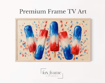 Cornice TV con ghiaccioli patriottici, decorazioni estive rosse, bianche e blu (download digitale) 1061