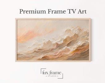 Onde oceaniche calde e neutre, grafica astratta costiera con texture per Samsung Frame TV (download digitale) 1077