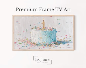 First Birthday Cake Painting, Festive Samsung Frame TV Art (Digital Download) 879