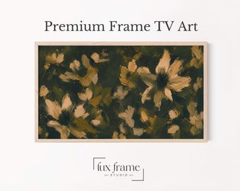 Fiori di margherita color crema, cornice TV Samsung verde scuro (download digitale) 1084