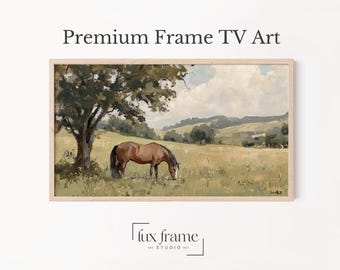 Horse Grazing Under a Tree Samsung Frame TV Art Rustic Decor (Digital Download) 890
