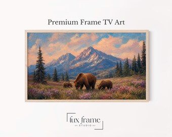 Mama Bear Wildflower Meadow Samsung Frame TV Art Rustic Cabin (Digital Download) 1733