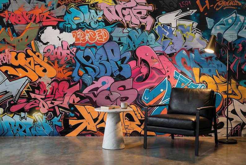Colorful Graffiti Wallpaper Mural Urban Street Art Peel and Stick ...