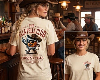 Ellas Fellas Fan Club Comfort Colors Shirt, Vintage Western Whiskey Club Cowboy Tee, Retro Rodeo Cowgirl Country Concert Shirt.