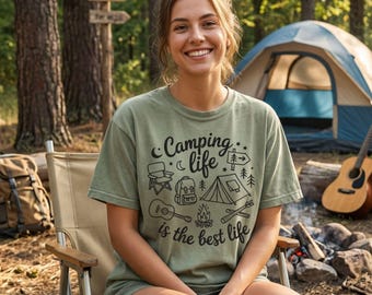 Camping Life Is The Best Life Comfort Colors Shirt, Outdoor Adventure Hiking T-Shirt, Campfire Nature Lover Gift, Camper Life Tee.
