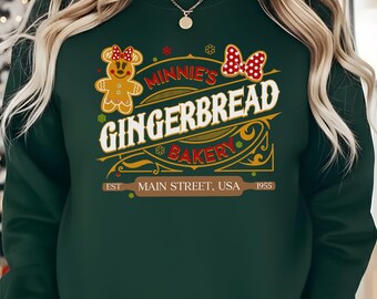 Minnie's Gingerbread Bakery Christmas Sweatshirt, Main Street Bakery Holiday Hoodie, Disney Gingerbread Cookie Crewneck, Christmas Trip Tee.