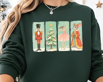 Retro Nutcracker Christmas Sweatshirt, Watercolor Nutcracker Ballet Hoodie, Funny Christmas Nutcracker Tee, Y'all Are Nuts Coquette Xmas.