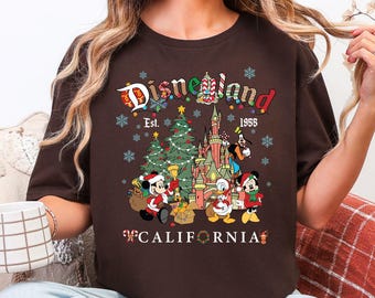 Disneyland Christmas Comfort Colors Shirt, Mickey and Friends Holiday Tee