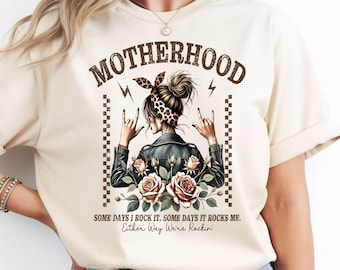Some Days I Rock It Some Days It Rocks Me Shirt, Comfort Colors Funny Motherhood Tee, Rocking Motherhood TShirt, Mom Life Cozy Gift.