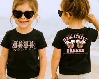 Mickey and Minnie Main Street Bakery Christmas Shirt, Comfort Colors Disney Gingerbread Cookie Tshirt, Disney Holiday Trip Tee.