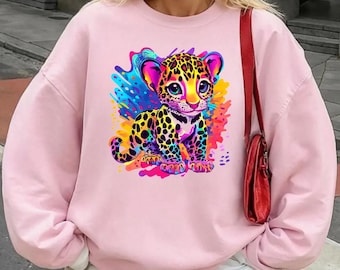 90s Inspired Tiger Sweatshirt, Watercolor Tiger Hoodie, Retro Nostalgic 90s Kids Sweater, Trendy Tiger Youth Birthday Gift.