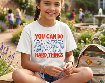 You Can Do Hard Things Shirt, Back To School T-shirt, Motivational Student Tee, Positive School Doodles Tee, First Day of School Gift.