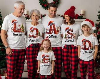 Custom Christmas Family Name 2026 Shirt, Personalized Family Xmas Matching Pajamas, Comfort Colors Monogrammed Name Holiday TShirt.
