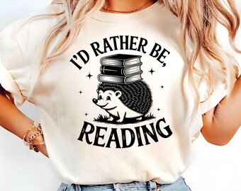 I'd Rather Be Reading Comfort Colors Shirt, Funny Porcupine Tshirt, Unisex Bookworm Tee, Cozy Gift for Readers.