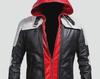 Red Hood Arkham Knight Leather Jacket | Jason Todd Leather Cosplay Costume