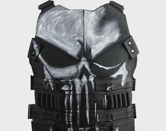Handmade Punisher Inspired Tactical Leather Vest | The Punisher Style Cosplay Costume