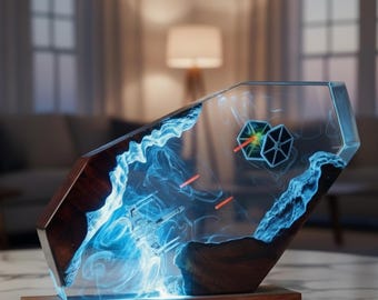 Lámpara de resina hecha a mano de la serie Star Wars Galaxy – Diorama en 3D, luz nocturna, decoración de ciencia ficción única y regalo de coleccionista