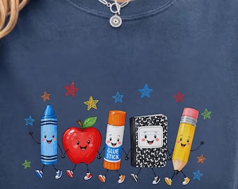 Comfort Colors® Funny Teacher Life Shirt, Back To School Gift, Preschool Teacher School Supplies T-shirt, Crayon Apple Pencil Notebook Shirt