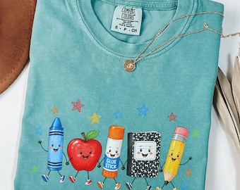 Comfort Colors® Funny Teacher Life Shirt, Back To School Gift, Preschool Teacher School Supplies T-shirt, Crayon Apple Pencil Notebook Shirt