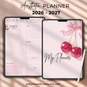 All-In-One Digital Planner Pink 2026,2027,Digital Journal,Digital Goodnotes Template,Monthly,Weekly,Daily Planner,Minimalist Notability Note