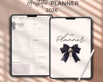 All-In-One Digital Planner Pink 2026, Digital Journal,Digital Goodnotes Template,Monthly,Weekly,Daily Planner,Minimalist Notability Notebook