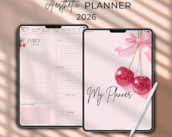 All-In-One Digital Planner Pink 2026, Digital Journal,Digital Goodnotes Template,Monthly,Weekly,Daily Planner,Minimalist Notability Notebook