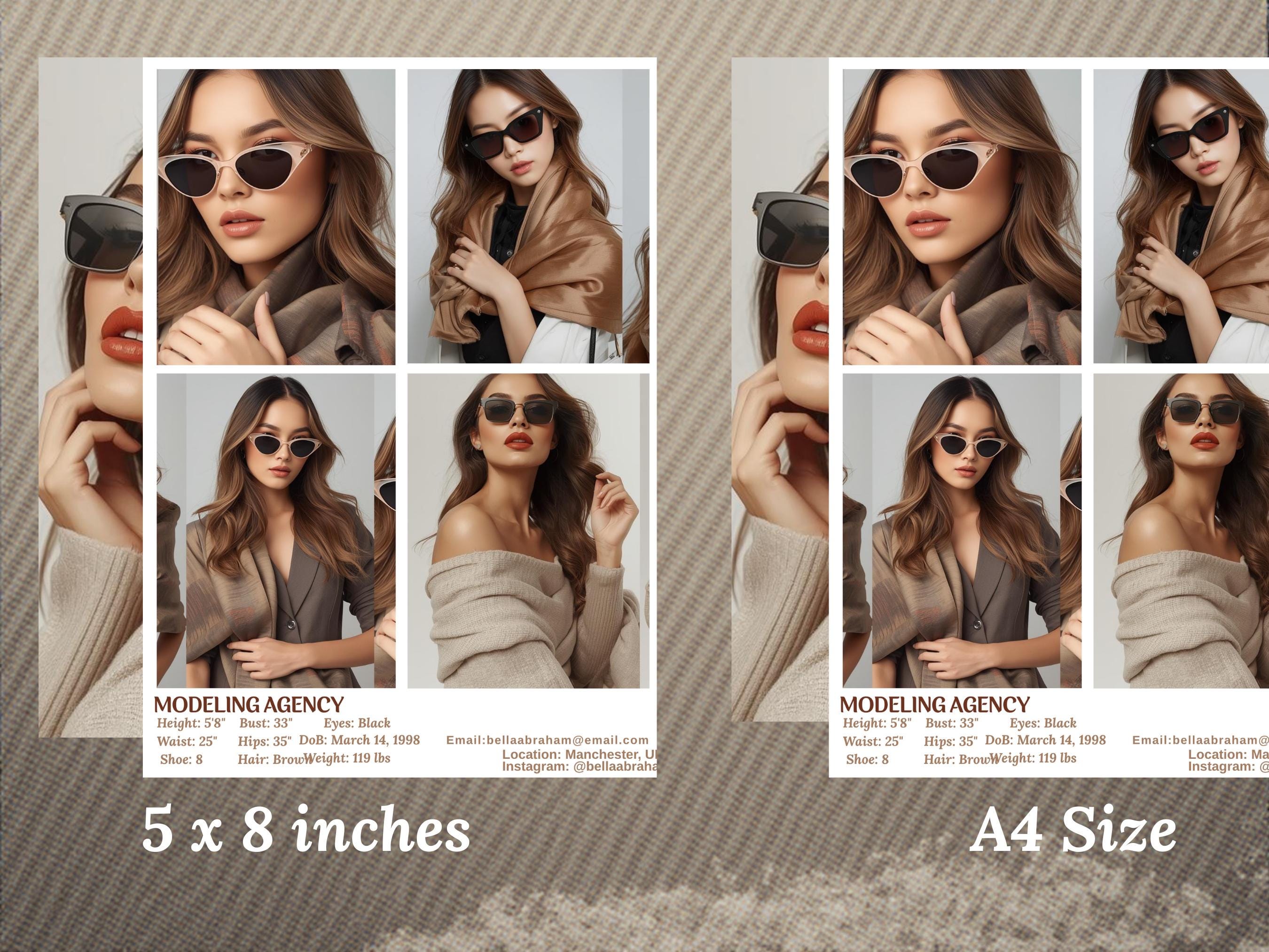 Editable Model Comp Card Template, Canva A4 Portrait (digital ...